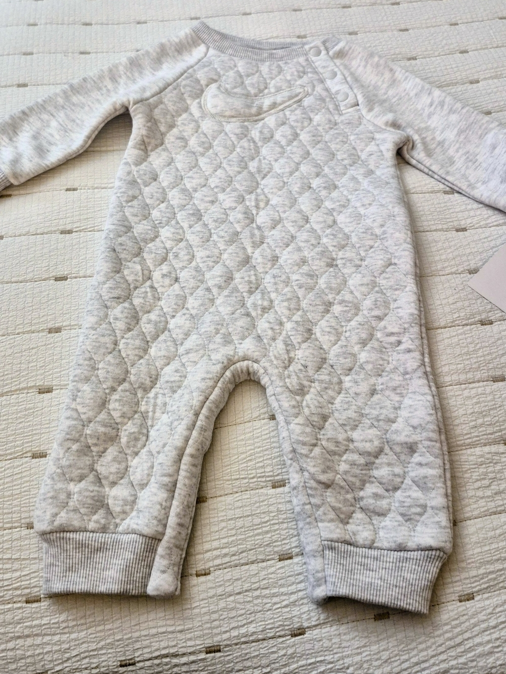 Nike Quilted Light Gray Baby One-Piece Romper